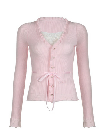 Aziyah Lace V-Neck Knit Top