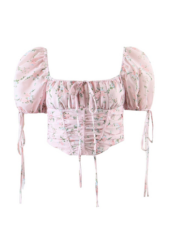 Adley Short Puff Sleeve Corset Top