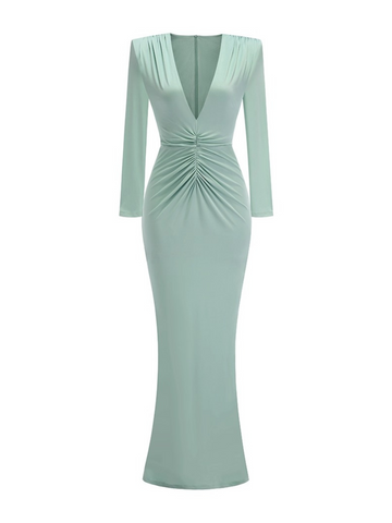 Mya Long Sleeve Ruched Maxi Gown
