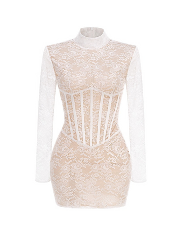 Cora Lace Long Sleeve Corset Mini Dress