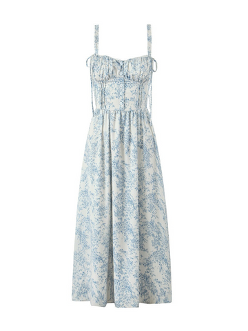 Heba Floral Lace-Up Midi Dress
