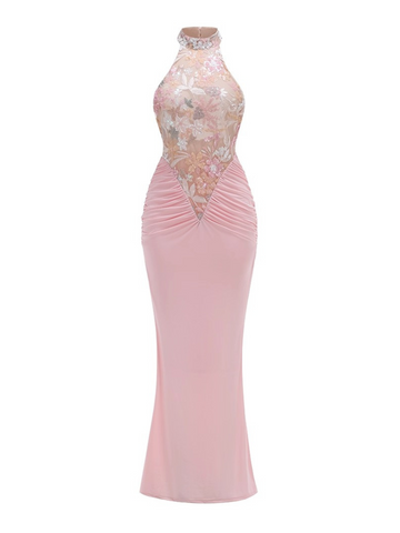 Natalia Sequin Halter Gown