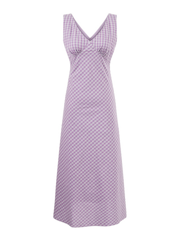 Aseel Gingham Sleeveless Midi Dress