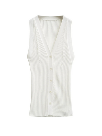 Ella Ribbet Button-Front Knit Top