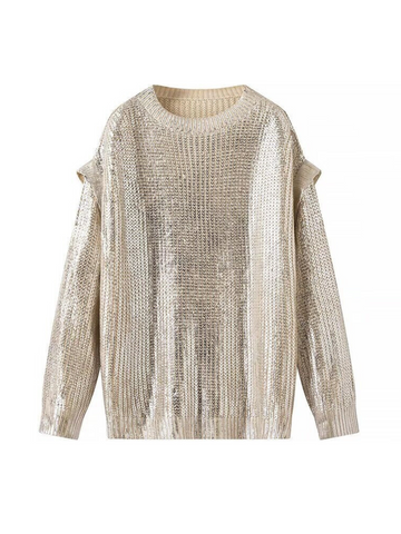 Indya Sequin Metallic Knit Sweater