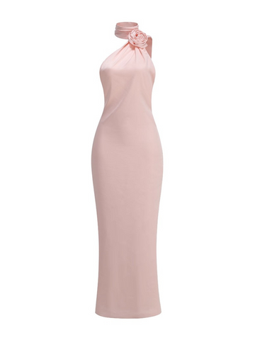 Maria One-Shoulder Satin Rose Gown