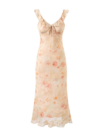 Eden Floral Ruffle Sheer Maxi Dress