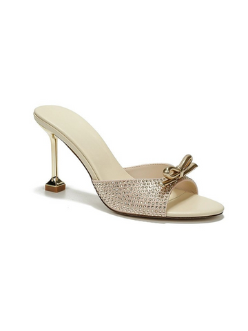 Bliss Crystal Bow Stiletto Mules
