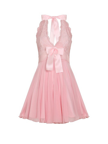 Amera Lace Halter Dress with Satin Bow