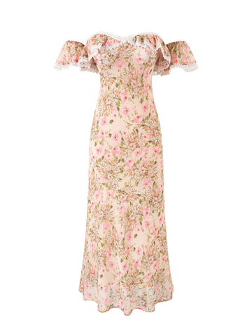 Grecia Off Shoulder Floral Midi Dress