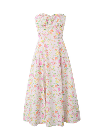 Erma Strapless Floral Midi Dress
