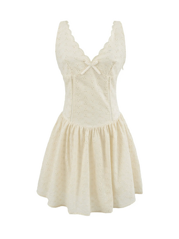 Priscilla Cream Eyelet Mini Dress