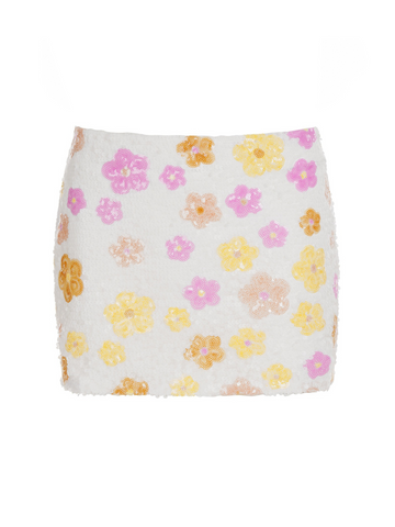 Caia Sequin Floral Embellished Mini Skirt