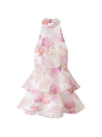 Aziza Floral Halter Mini Dress