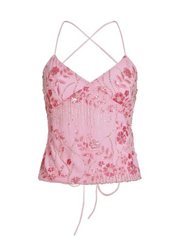 Kye Strappy Backless Sequin Top