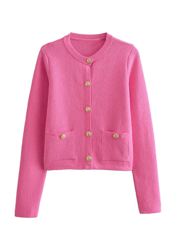 Jemma Button-Front Knit Cardigan Jacket