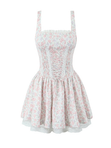 Dallas Corset Lace Trim Mini Dress