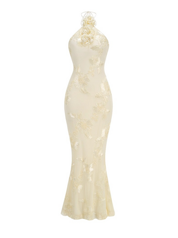 Dua Floral Appliqué Mermaid Dress