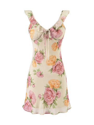 Mindy Floral Ruffle Strap Mini Dress