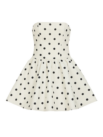 Elodie Polka Dot Strapless Mini Dress