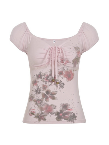 Areya Floral Lace-Up Top