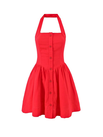 Asha Vintage-Inspired Red Halter Dress