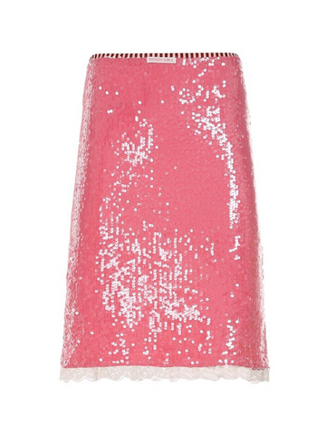 Rya Lace Detail Sequin Midi Skirt