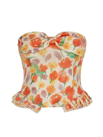Eleana Sequin Bow Tube Top