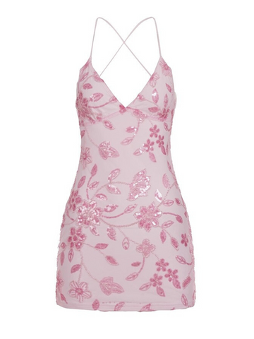 Amiya Floral Sequin Mini Dress