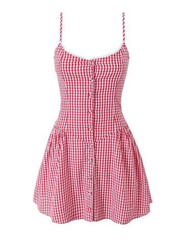 Alexander Plaid Lace Mini Dress
