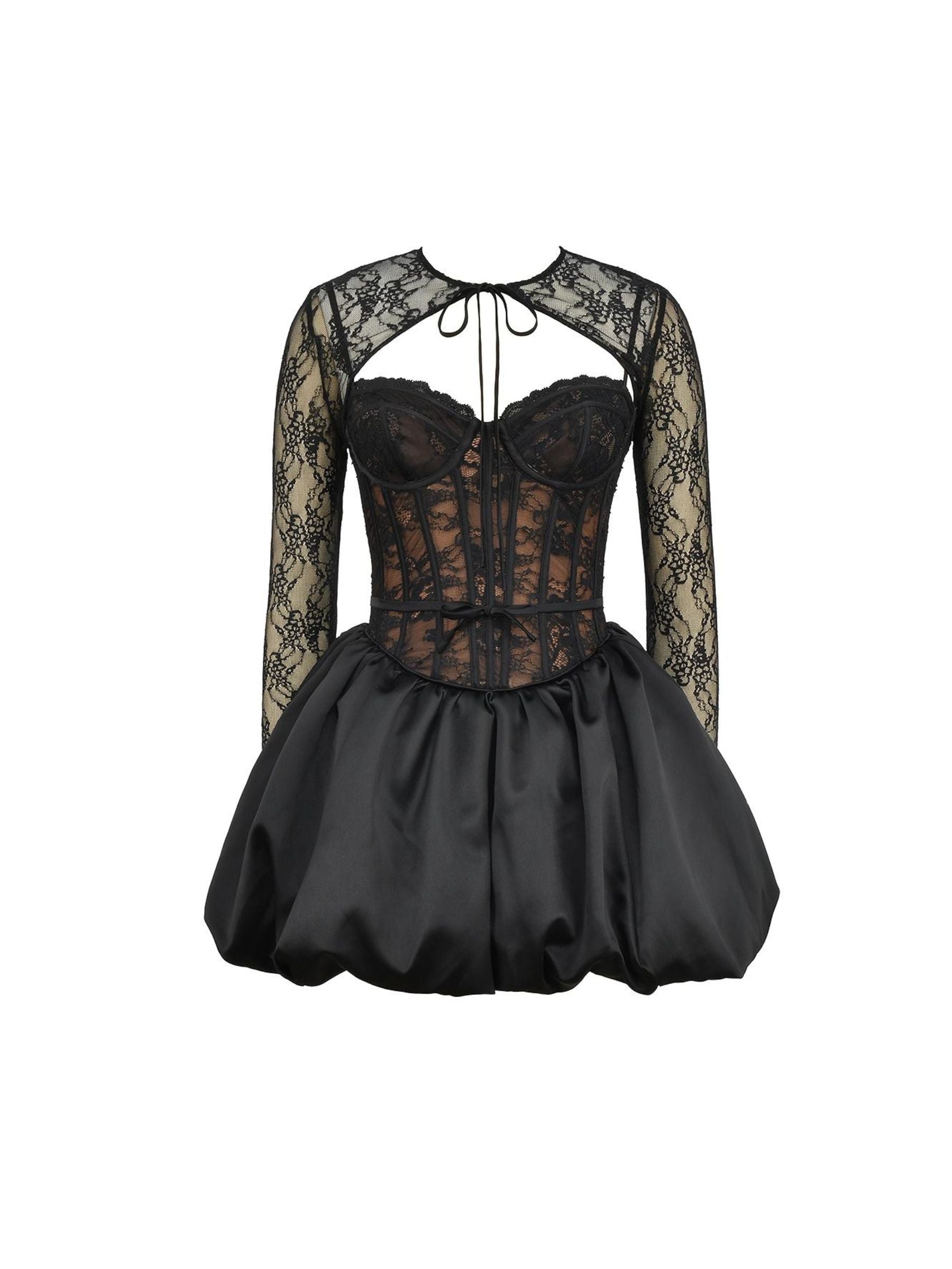 corset balloon dress Lace Up Corset Bubble Mini Dress