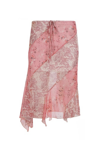Aysia Vintage Patchwork Mesh Midi Skirt