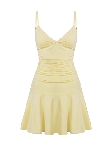 Analise V-Neck Pleated Mini Dress