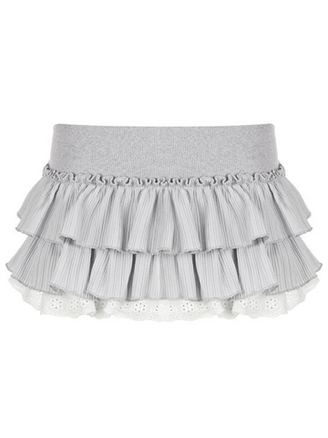 Natasha Tiered Lace Detail Mini Skirt