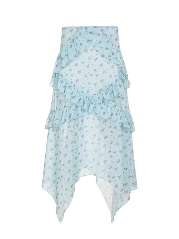Ifrah Asymmetric Tiered Skirt