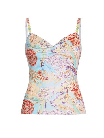 Svea Printed Beaded Strap Top