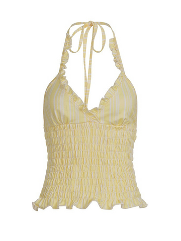 Austin Striped Ruffle Halter Top