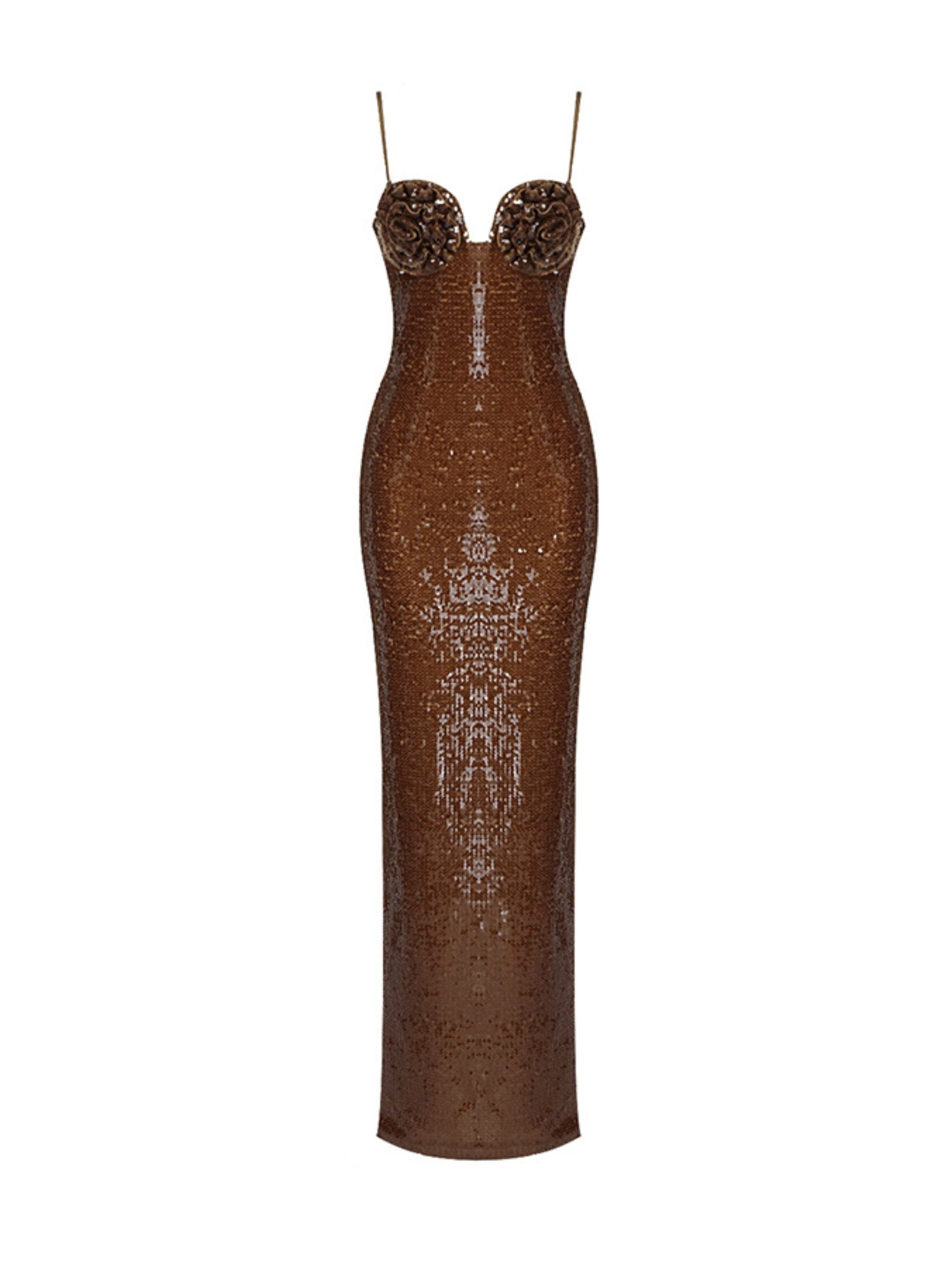 Cordelia Sequin Maxi Dress in Brown Cordelia Sequin Maxi Dress in Brown