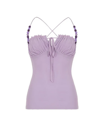 Elivia Beaded Strap Ruched Top