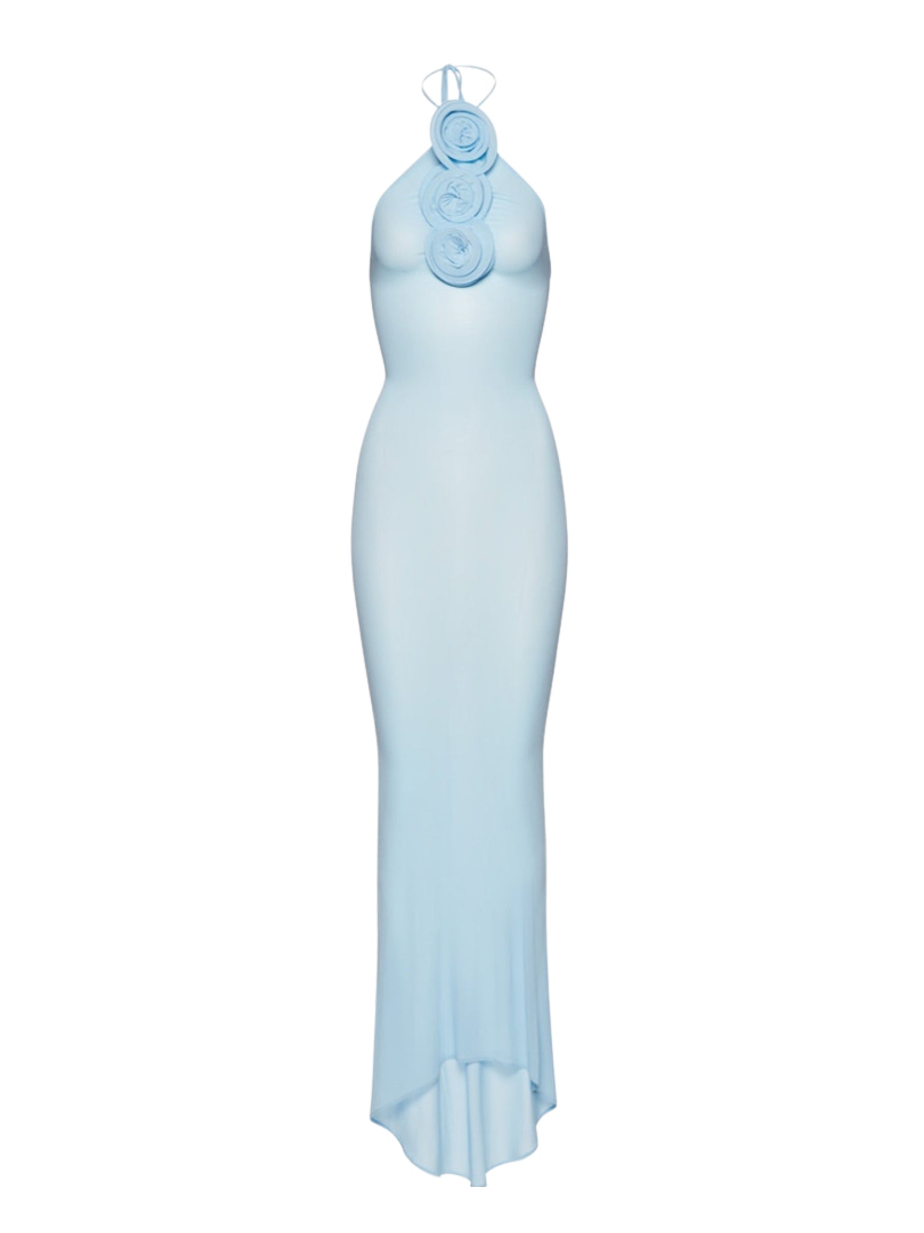 sylvia jersey maxi tier dress Sylvia avio blue Sangallo lace dress