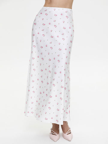 Veera Floral Satin Maxi Skirt