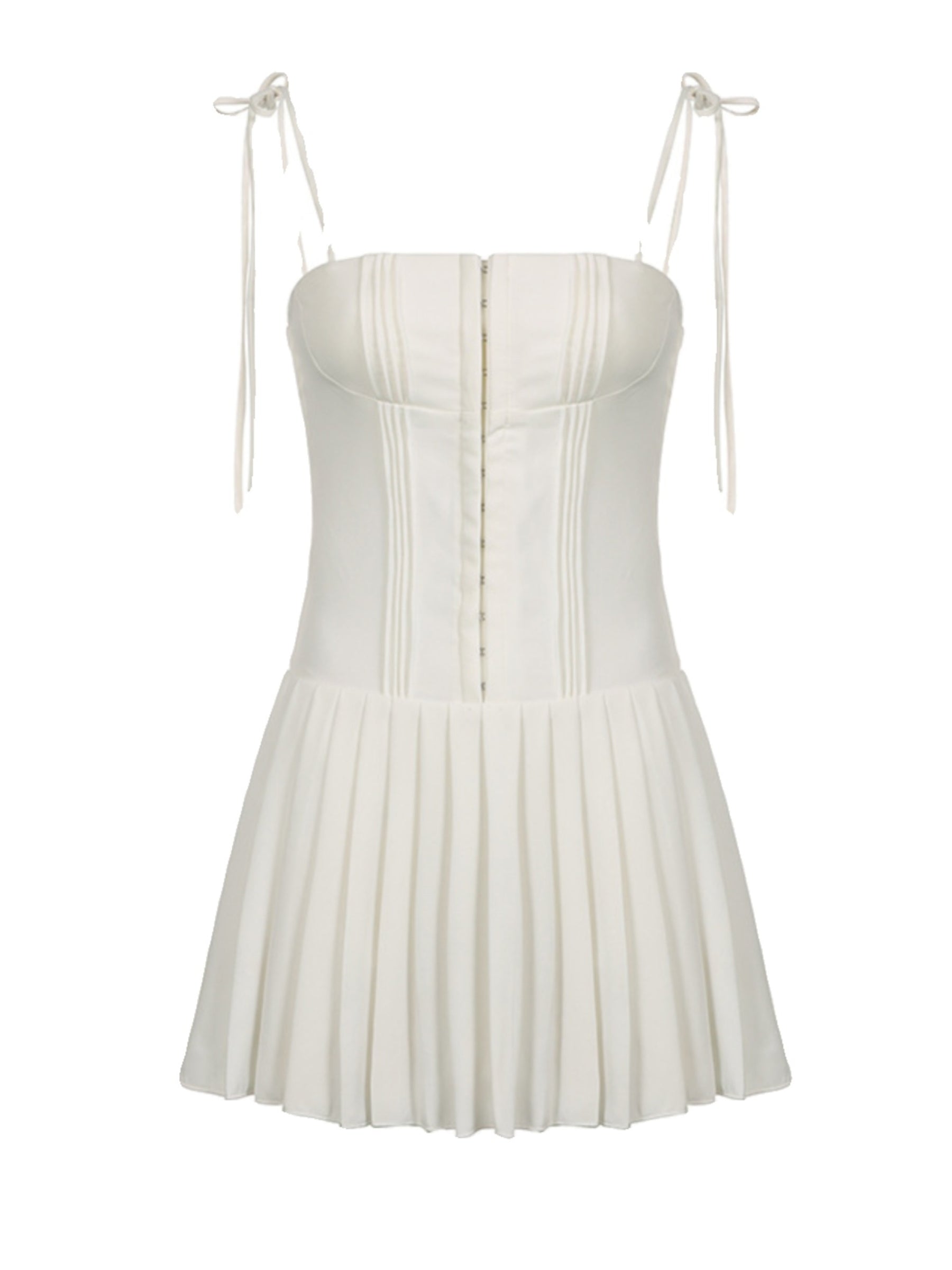 pleated zip up cotton mini dress Bubblegum Sleeveless Zip Up Pleated Cotton Mini Dress