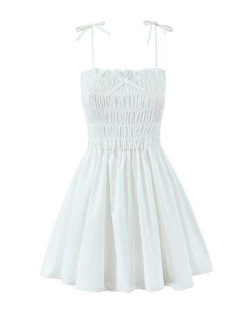 Esme Ruched Bow Mini Dress