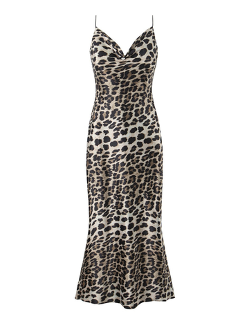 Constanza Backless Leopard Midi Dress