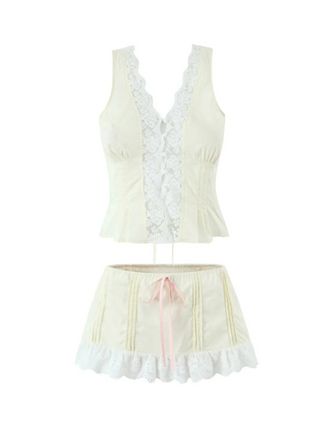Cydney Lace Trim Skirt Set