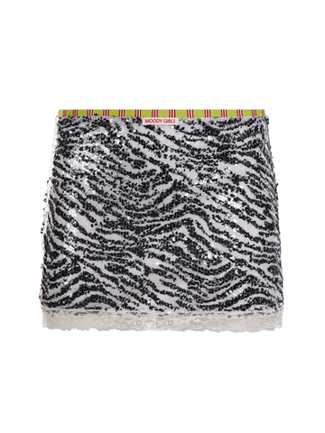 Paisley Zebra Sequin Mini Skirt