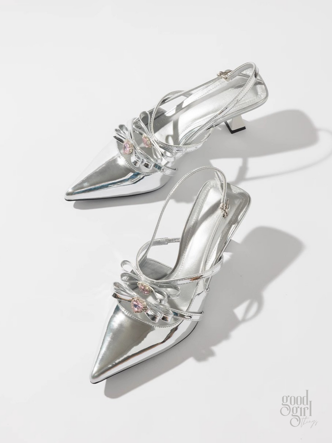 Eeva Slingback Heels with Rhinestone Bows