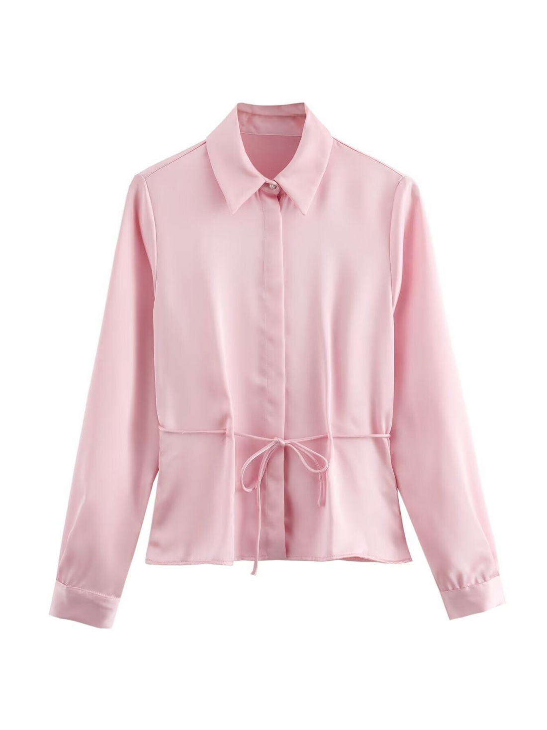 Jaida Satin Tie-Waist Shirt