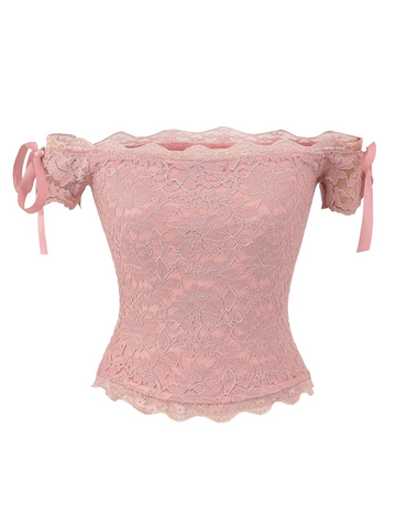 Leah Lace Off-Shoulder Bow Tie Top