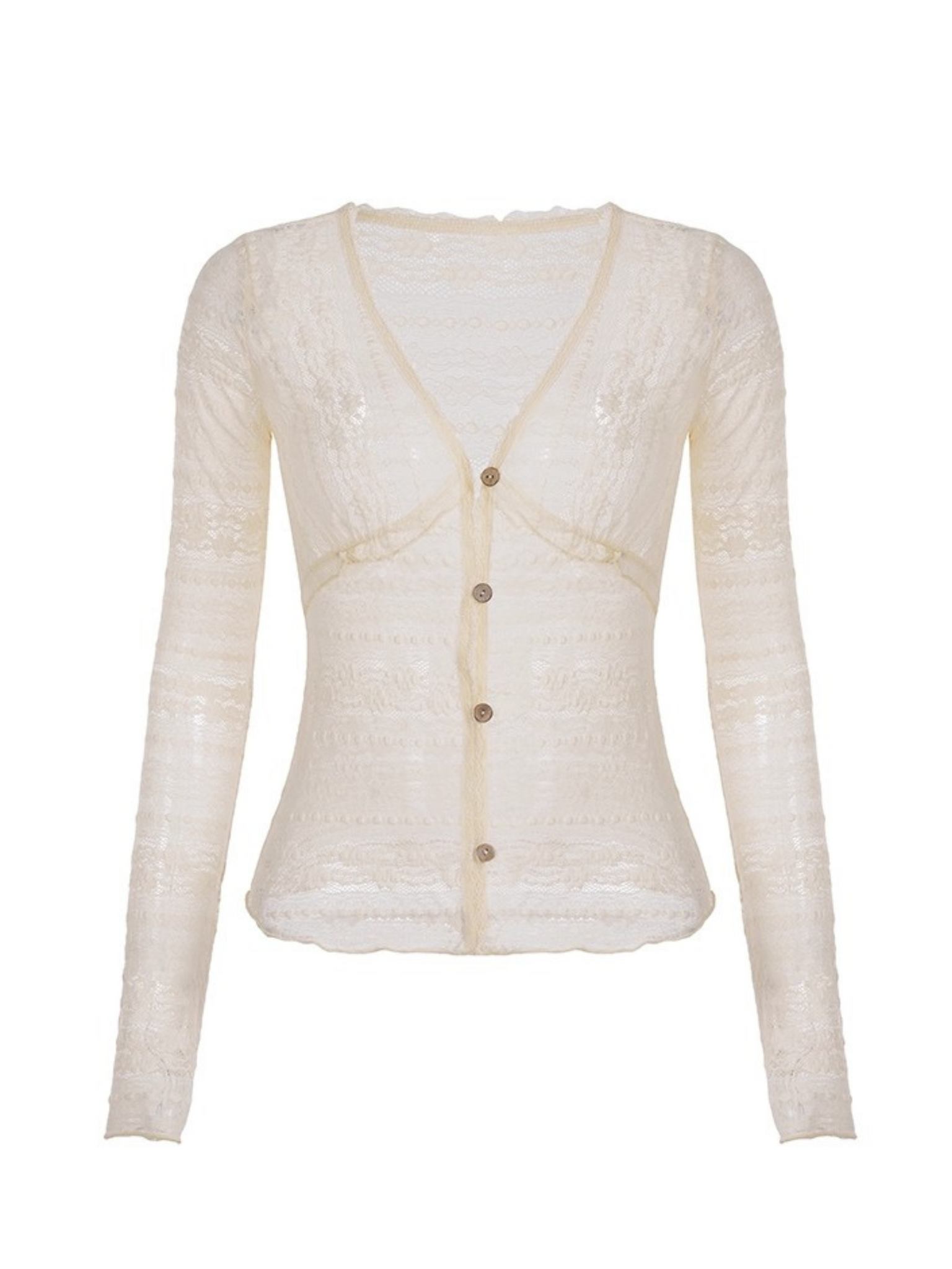 Ivie Button-Up Sheer Long Sleeve Top